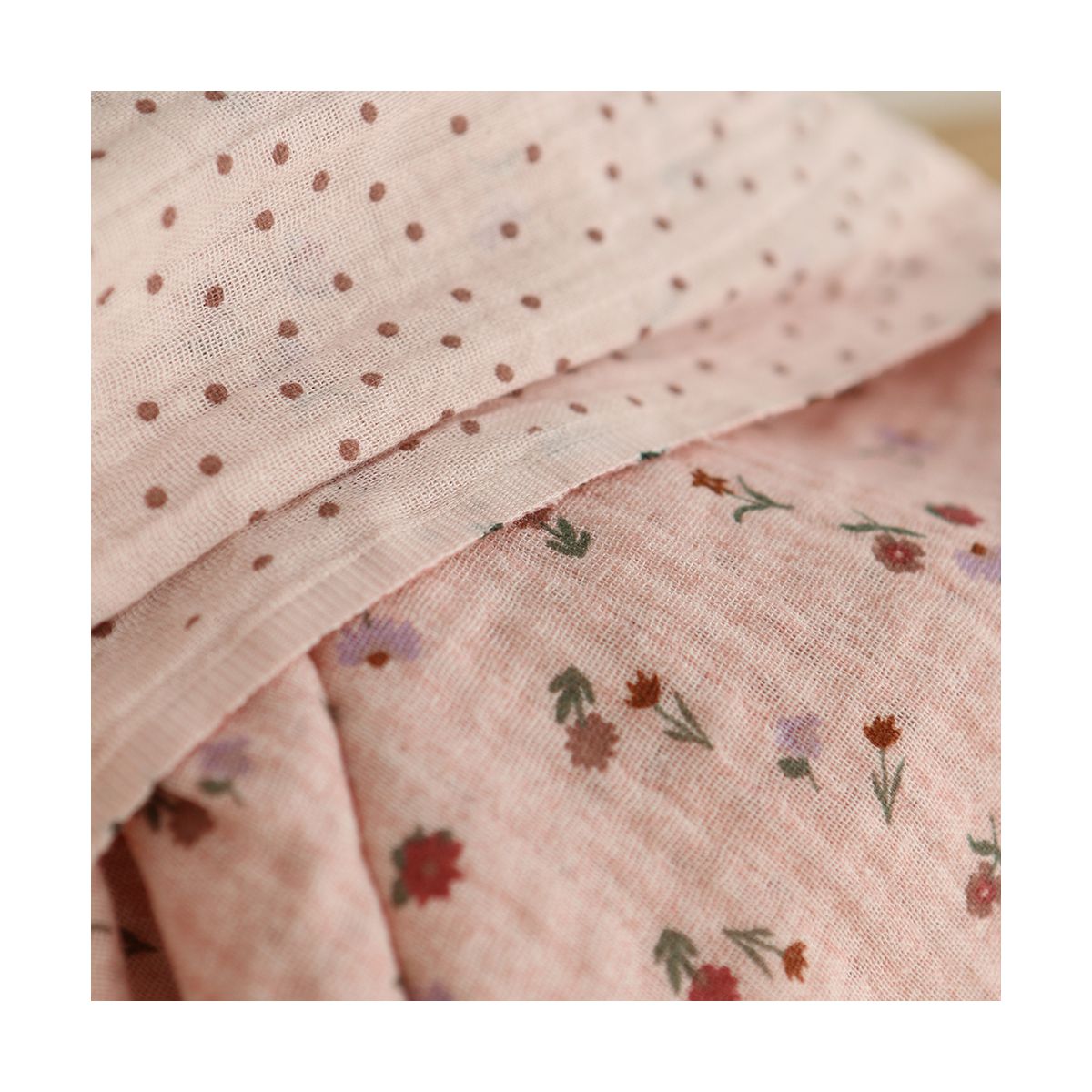 Maxime - Double gaze de coton double face coloris rose chiné Maxime - Double gaze de coton double face coloris rose chiné