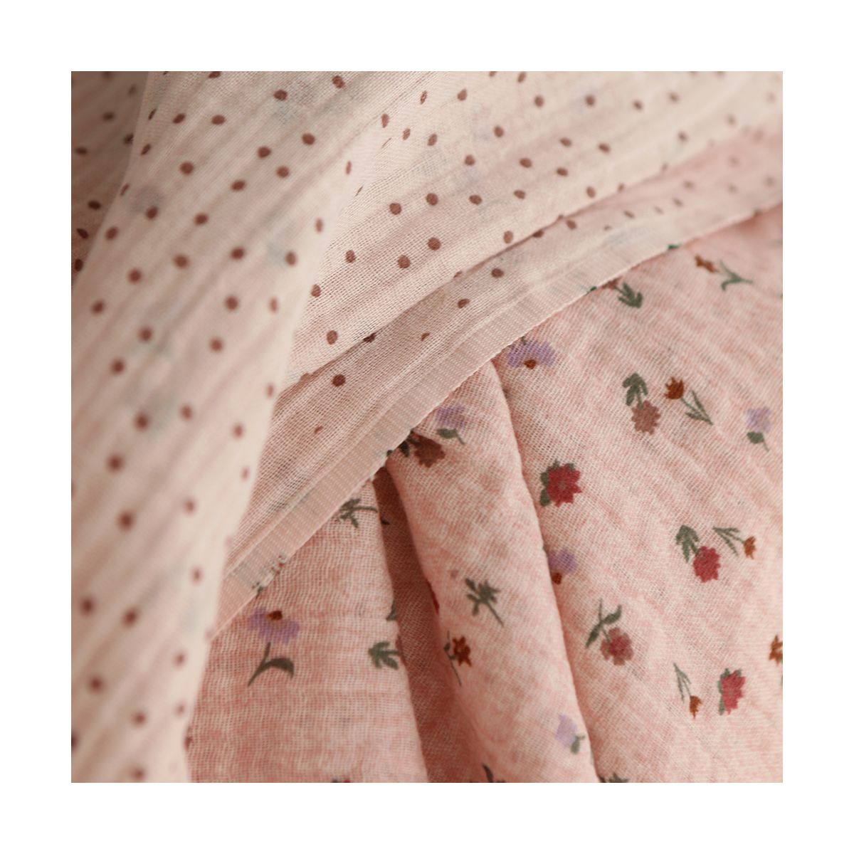 Maxime - Double gaze de coton double face coloris rose chiné Maxime - Double gaze de coton double face coloris rose chiné