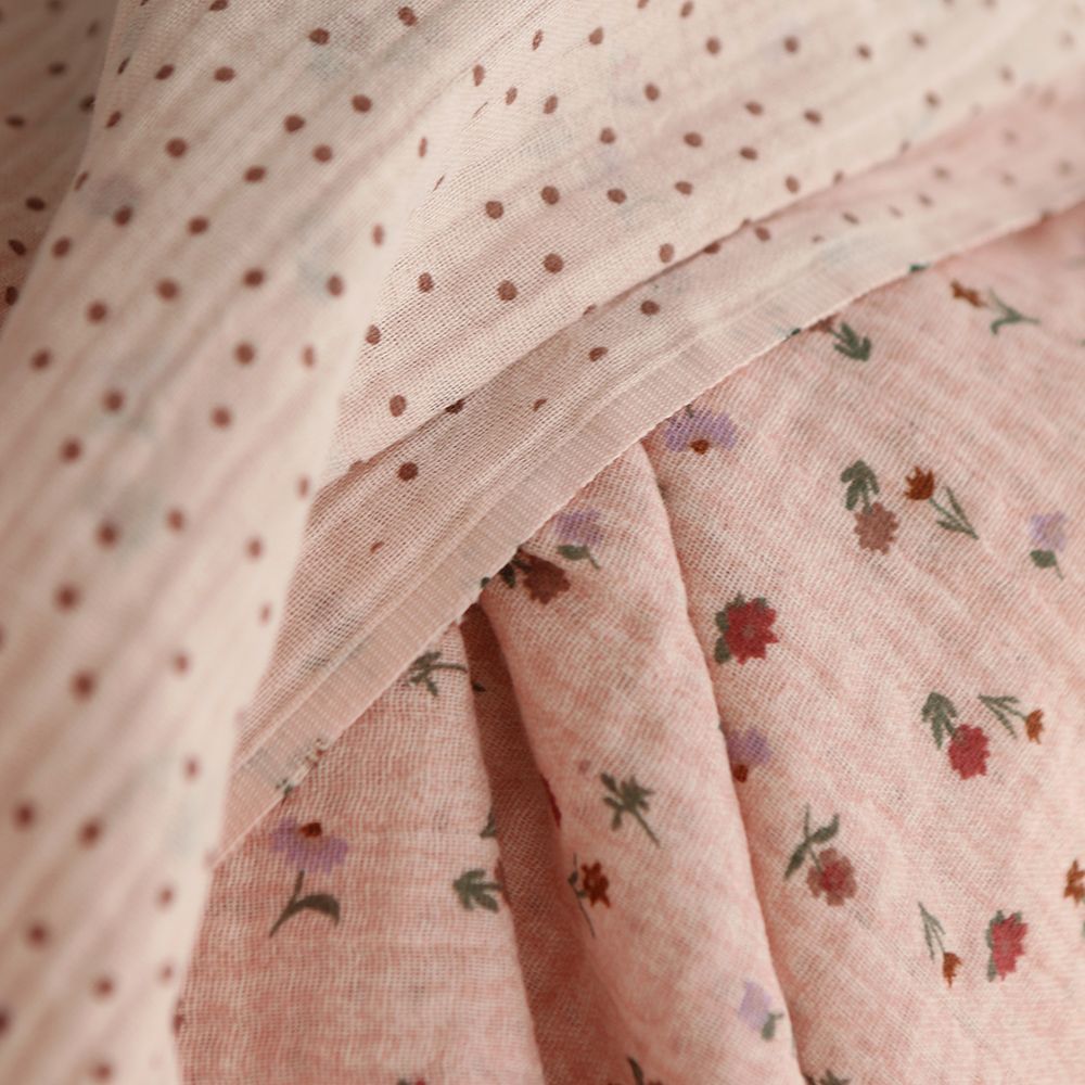 Maxime - Double gaze de coton double face coloris rose chiné