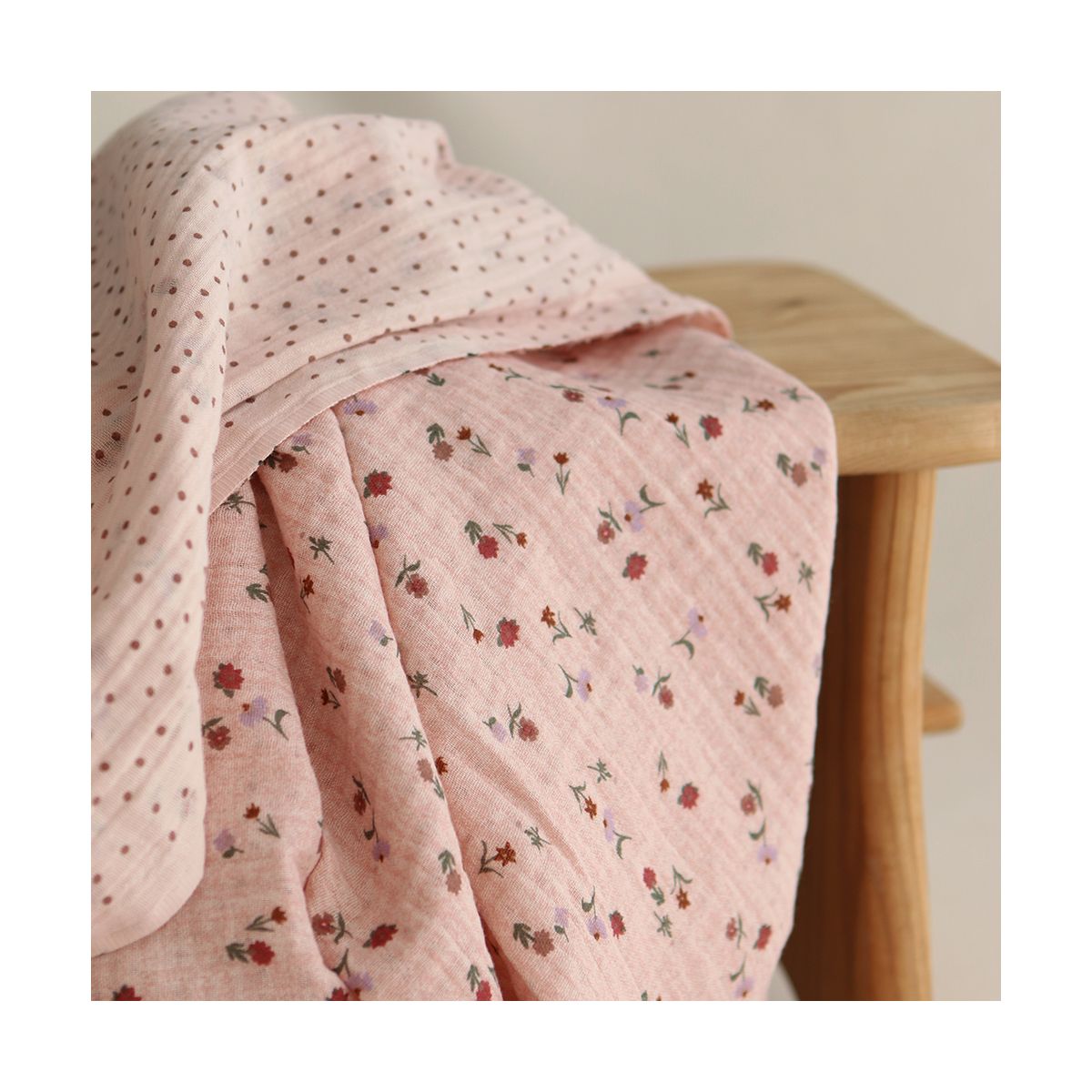 Maxime - Double gaze de coton double face coloris rose chiné Maxime - Double gaze de coton double face coloris rose chiné