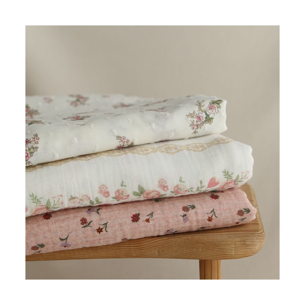 Maxime - Double gaze de coton double face coloris rose chiné Maxime - Double gaze de coton double face coloris rose chiné