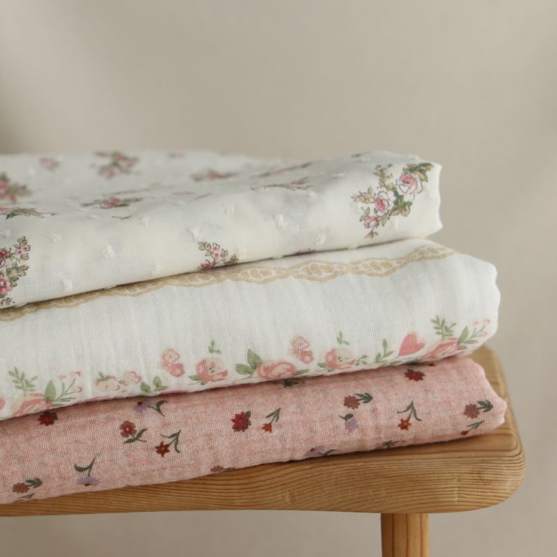 Maxime - Double gaze de coton double face coloris rose chiné