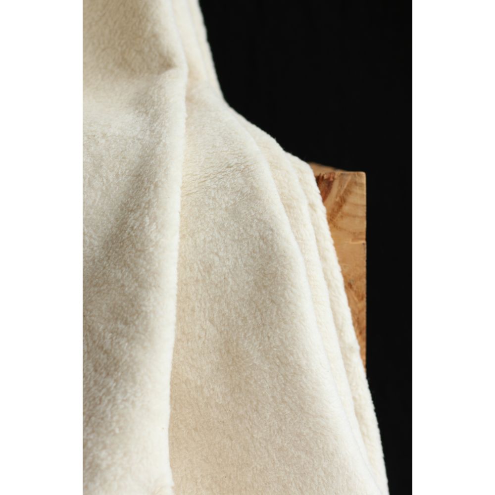 Gaby - Fausse fourrure / Moumoute / Sherpa 100% coton BIO non blanchi écru poils ras