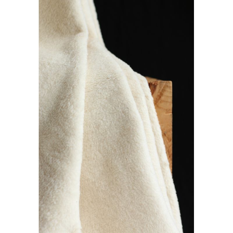 Gaby - Fausse fourrure / Moumoute / Sherpa 100% coton BIO non blanchi écru poils ras