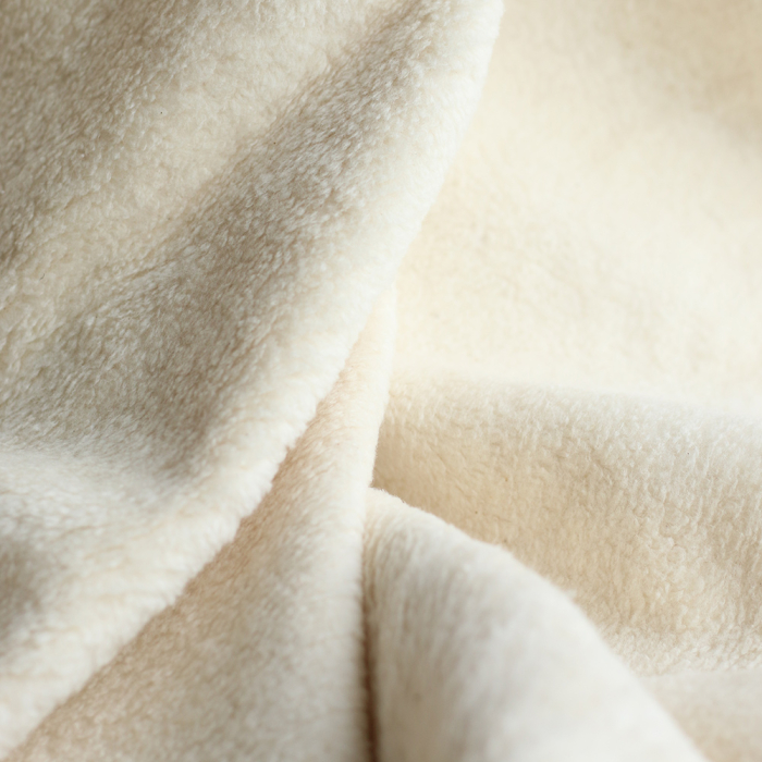 Gaby - Fausse fourrure / Moumoute / Sherpa 100% coton BIO non blanchi écru poils ras