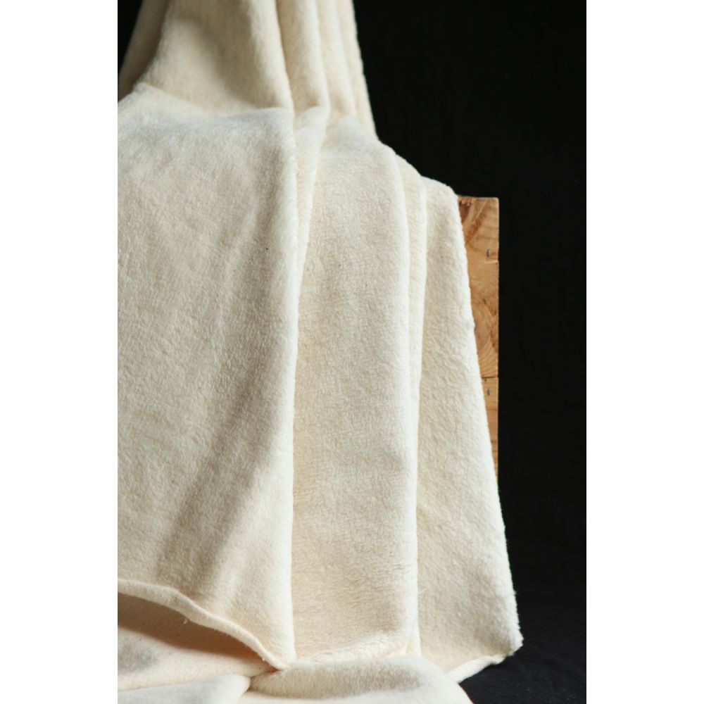 Gaby - Fausse fourrure / Moumoute / Sherpa 100% coton BIO non blanchi écru poils ras