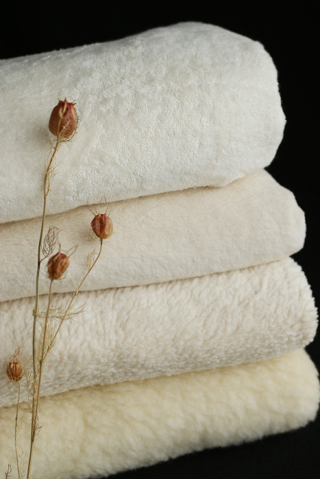 Gaby - Fausse fourrure / Moumoute / Sherpa 100% coton BIO non blanchi écru poils ras