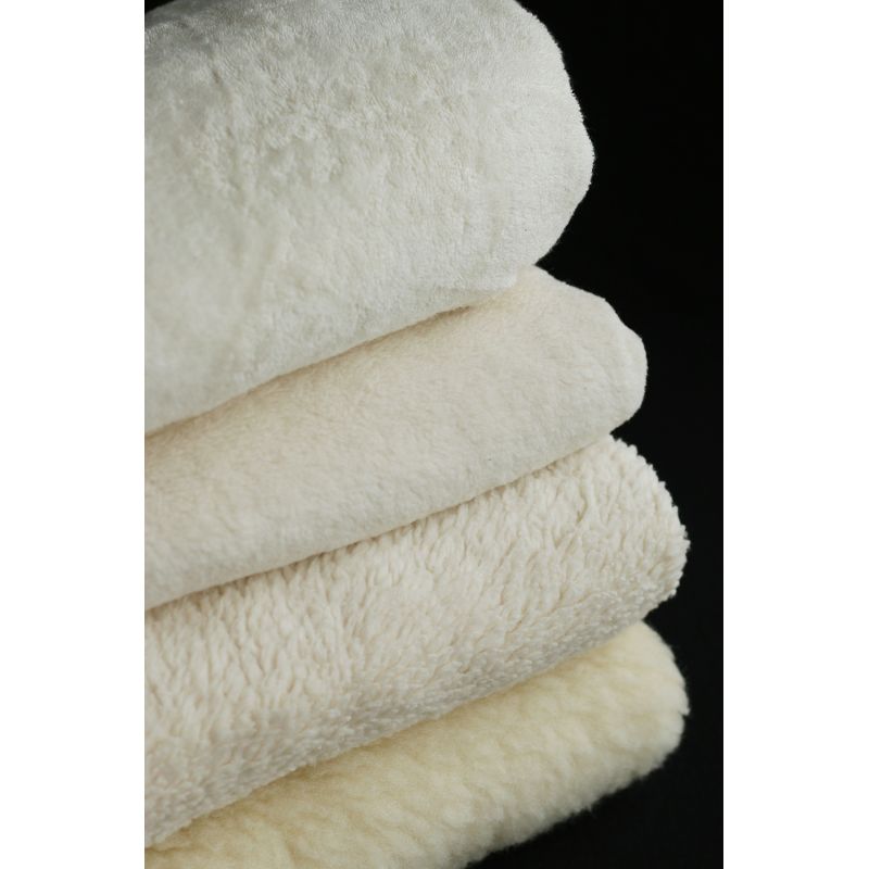 Gaby - Fausse fourrure / Moumoute / Sherpa 100% coton BIO non blanchi écru poils ras