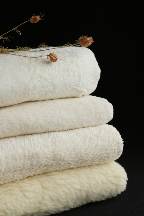 Gaby - Fausse fourrure / Moumoute / Sherpa 100% coton BIO non blanchi écru poils ras