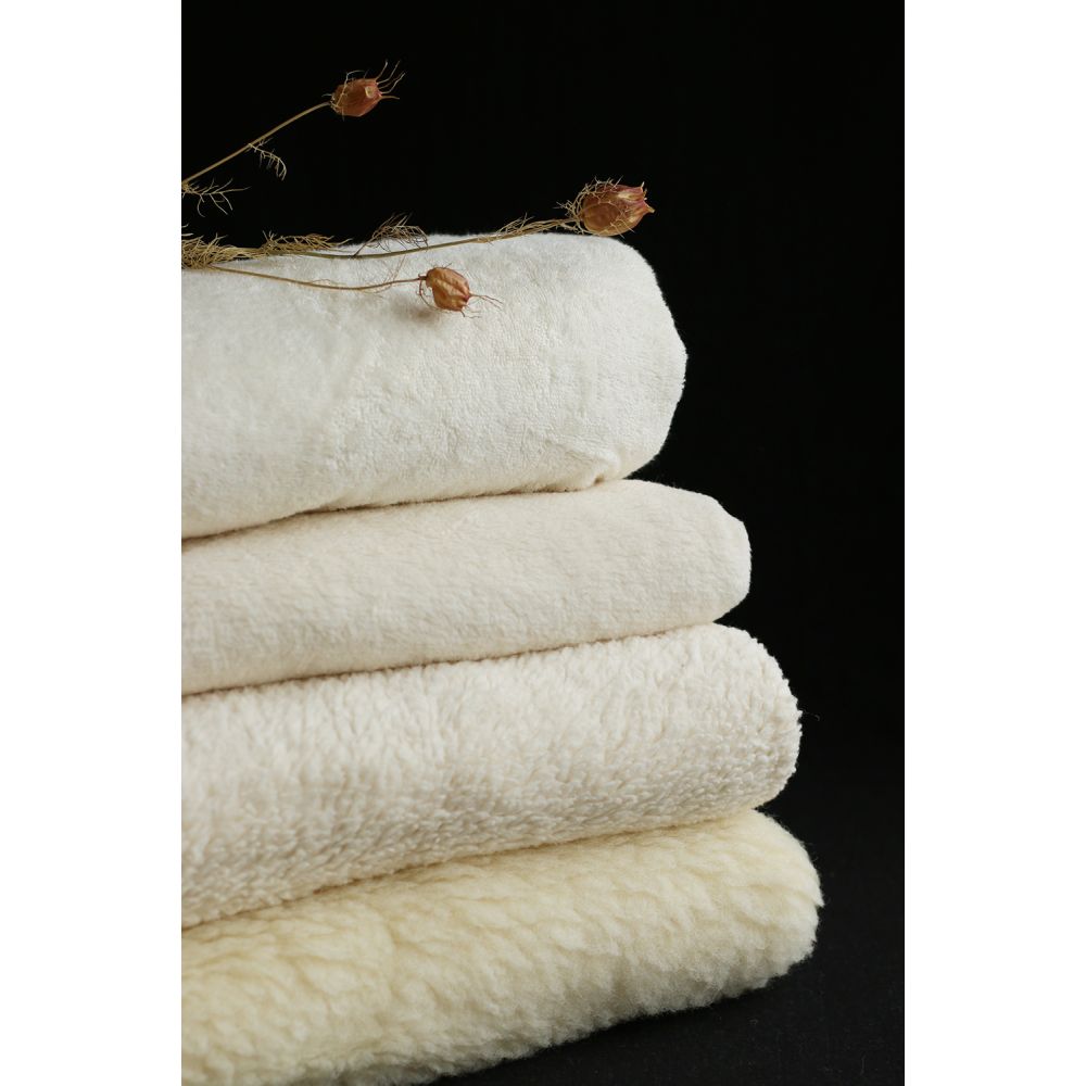 Gaby - Fausse fourrure / Moumoute / Sherpa 100% coton BIO non blanchi écru poils ras