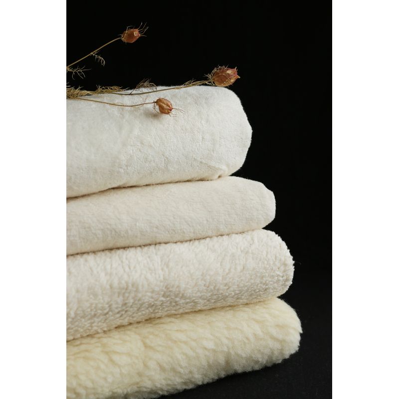 Gaby - Fausse fourrure / Moumoute / Sherpa 100% coton BIO non blanchi écru poils ras