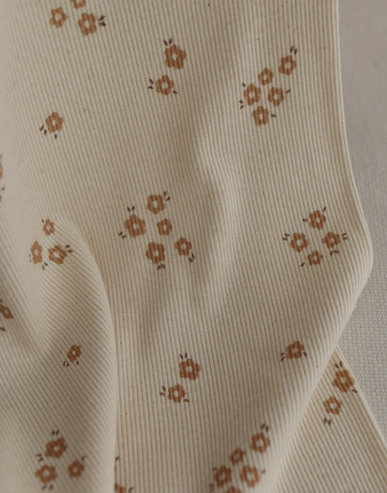 Aïna -Jersey coton BIO côtes fines à motif écru naturel