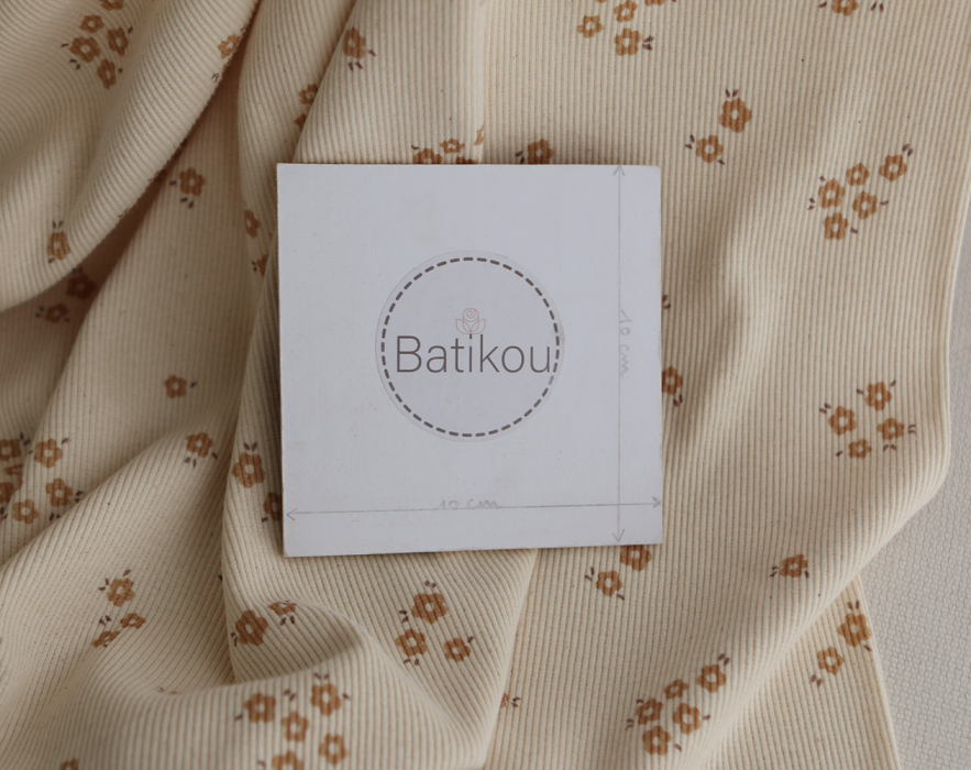 Aïna -Jersey coton BIO côtes fines à motif écru naturel