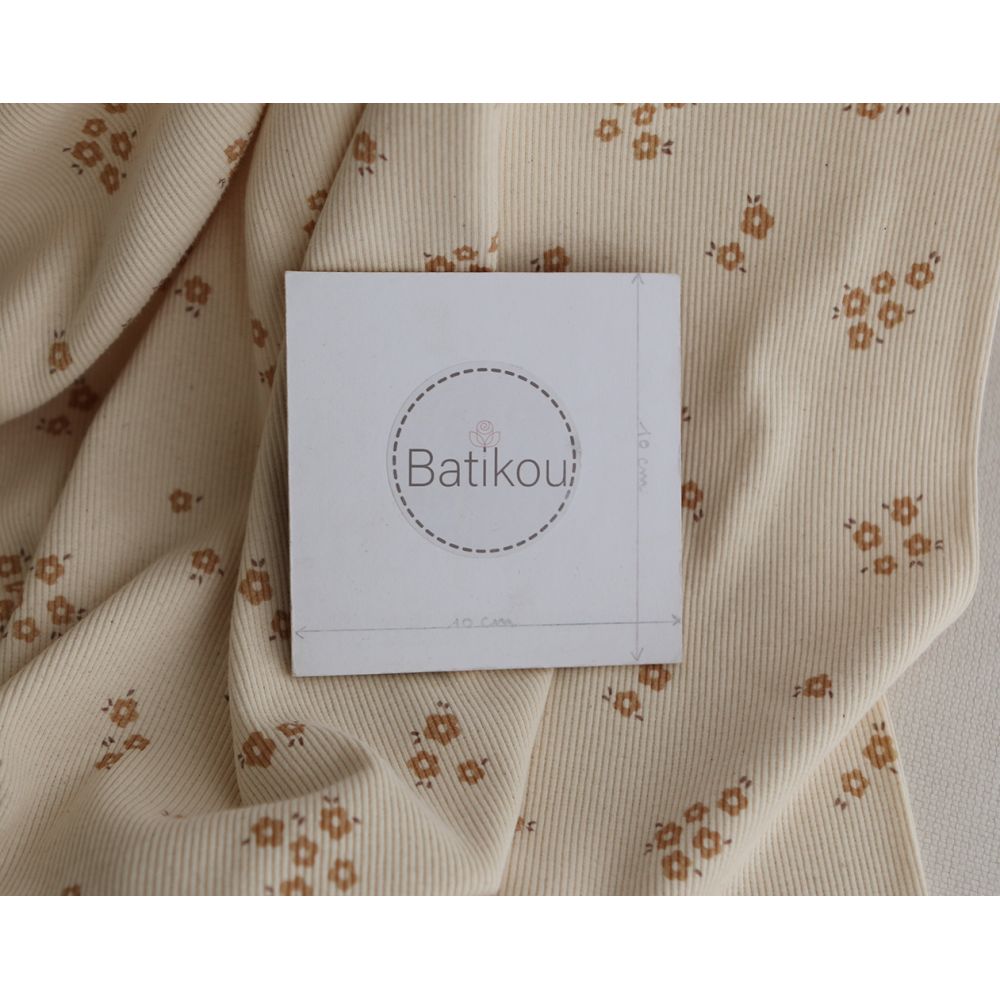 Aïna -Jersey coton BIO côtes fines à motif écru naturel