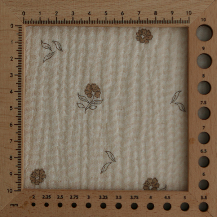 Aïna - Double gaze coton BIO motif fond écru camel