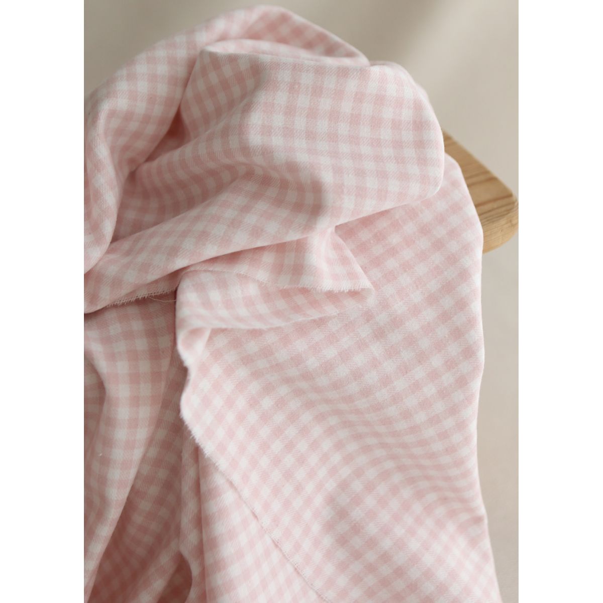 Gabin - Coton gratté style flanelle tissage vichy rose layette Gabin - Coton gratté style flanelle tissage vichy rose layette