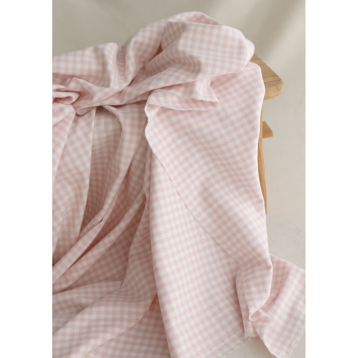 Gabin - Coton gratté style flanelle tissage vichy rose layette Gabin - Coton gratté style flanelle tissage vichy rose layette