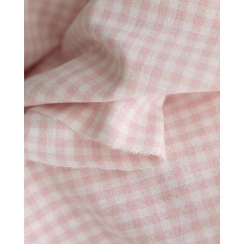 Gabin - Coton gratté style flanelle tissage vichy rose layette