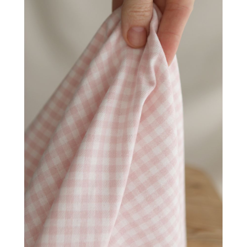 Gabin - Coton gratté style flanelle tissage vichy rose layette