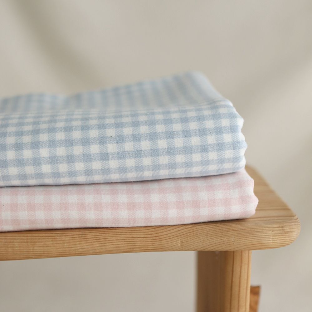 Gabin - Coton gratté style flanelle tissage vichy rose layette