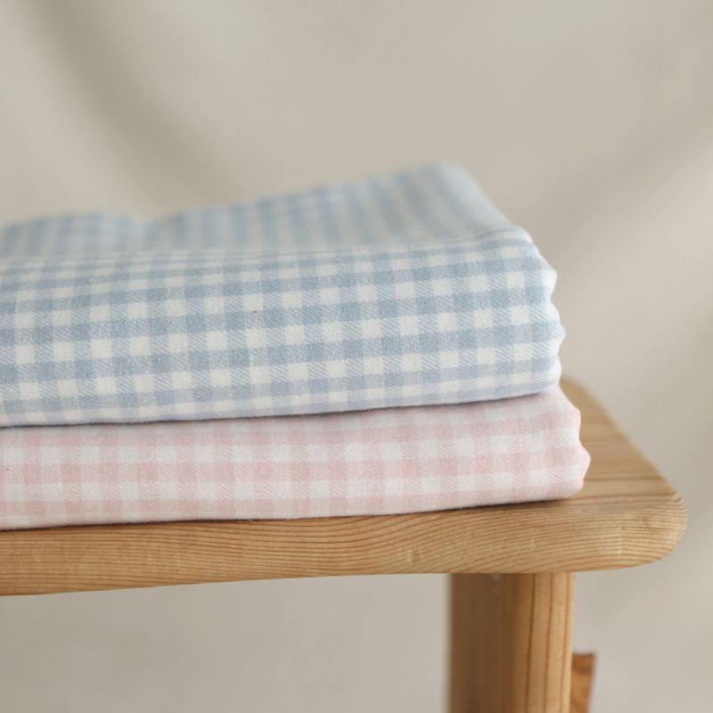 Gabin - Coton gratté style flanelle tissage vichy rose layette