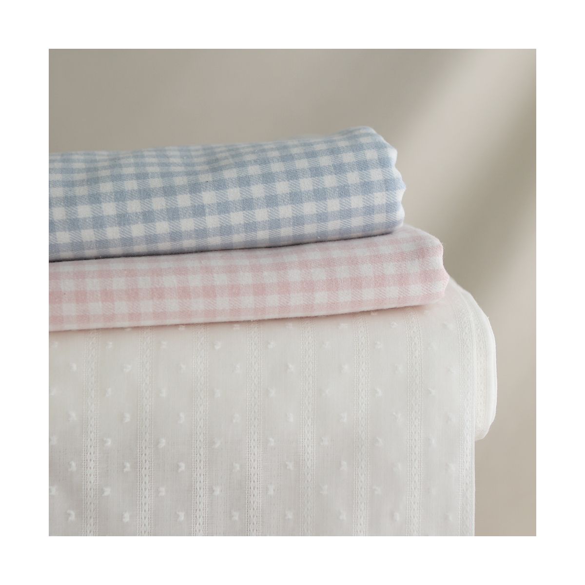 Gabin - Coton gratté style flanelle tissage vichy rose layette Gabin - Coton gratté style flanelle tissage vichy rose layette