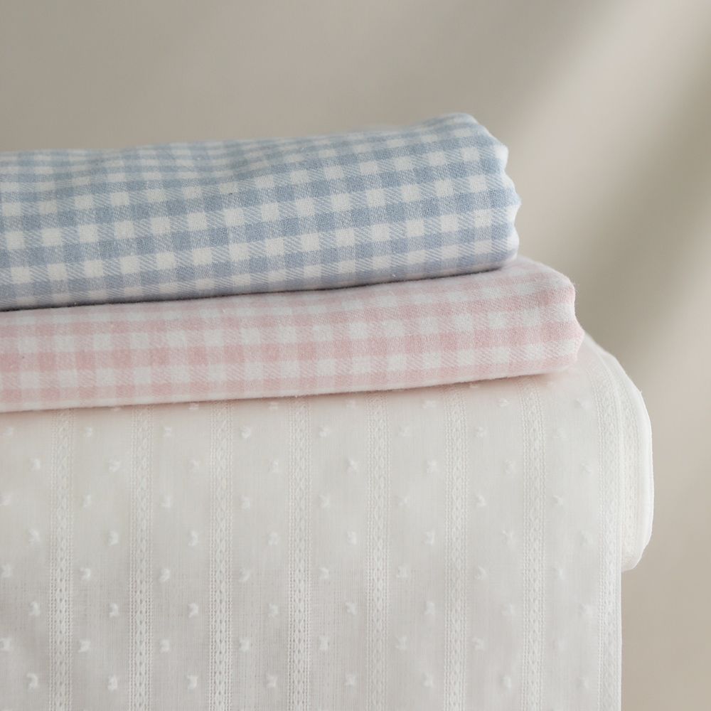 Gabin - Coton gratté style flanelle tissage vichy rose layette