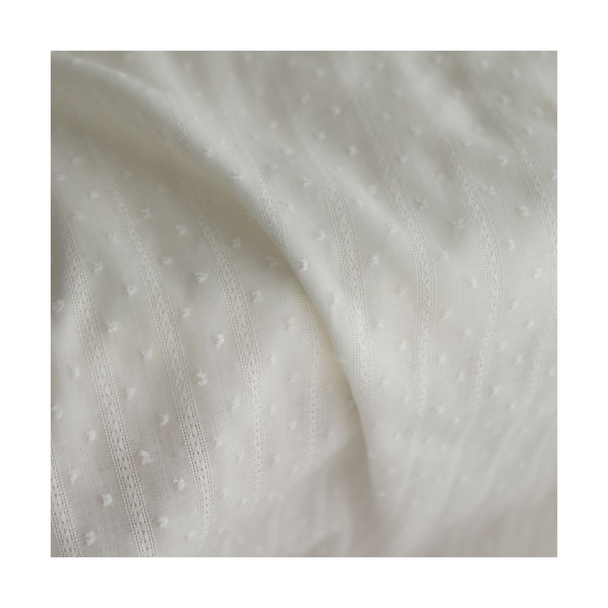Broderie anglaise plumetis coton coloris blanc cassé