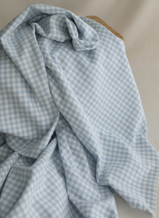 Gabin - Coton gratté style flanelle tissage vichy bleu layette