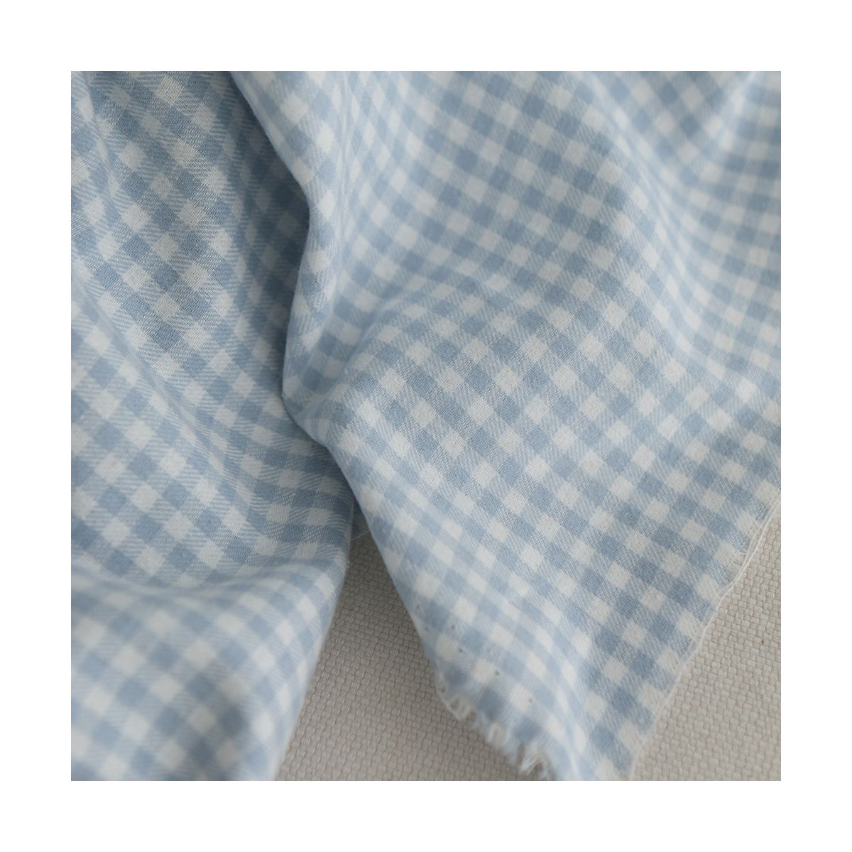 Gabin - Coton gratté style flanelle tissage vichy bleu layette Gabin - Coton gratté style flanelle tissage vichy bleu layette