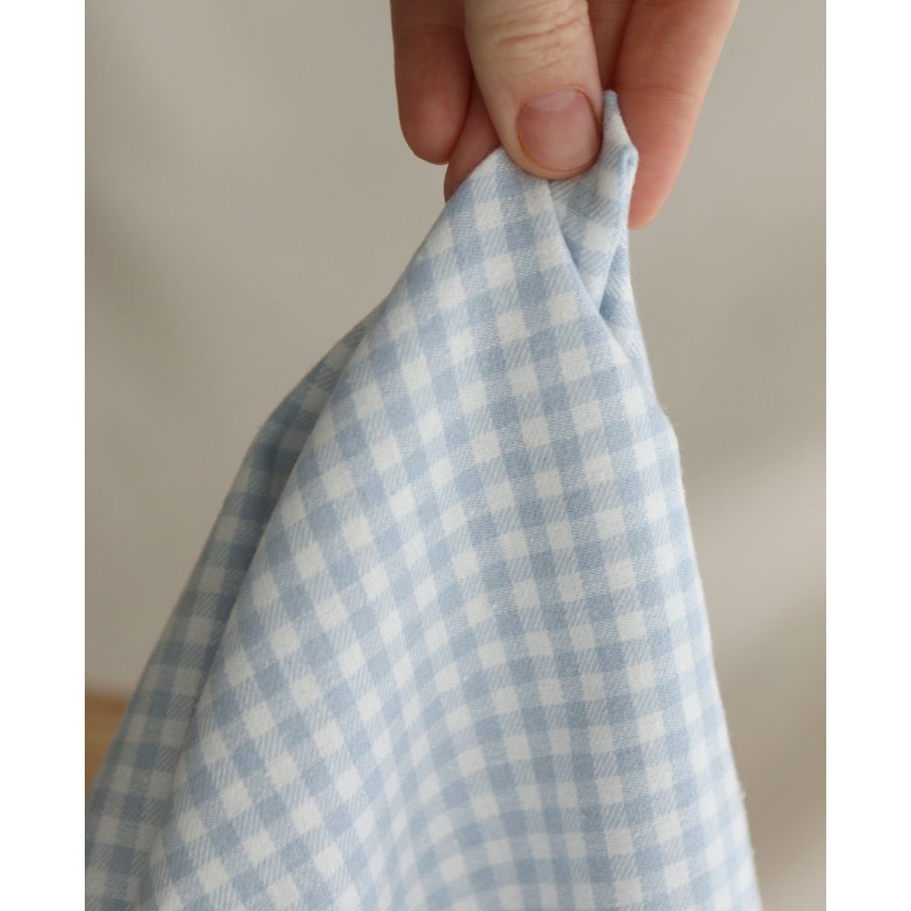 Gabin - Coton gratté style flanelle tissage vichy bleu layette