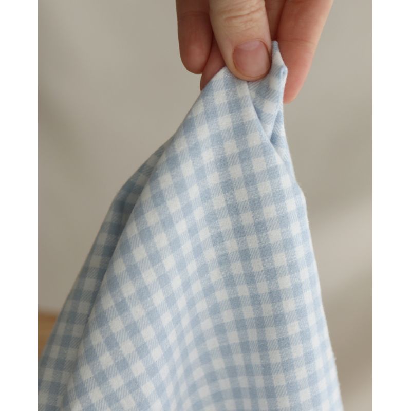 Gabin - Coton gratté style flanelle tissage vichy bleu layette