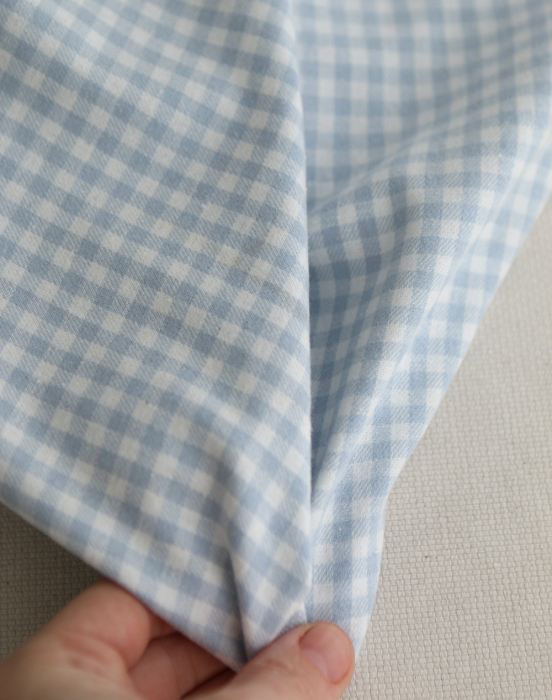 Gabin - Coton gratté style flanelle tissage vichy bleu layette