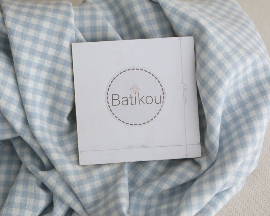 Gabin - Coton gratté style flanelle tissage vichy bleu layette