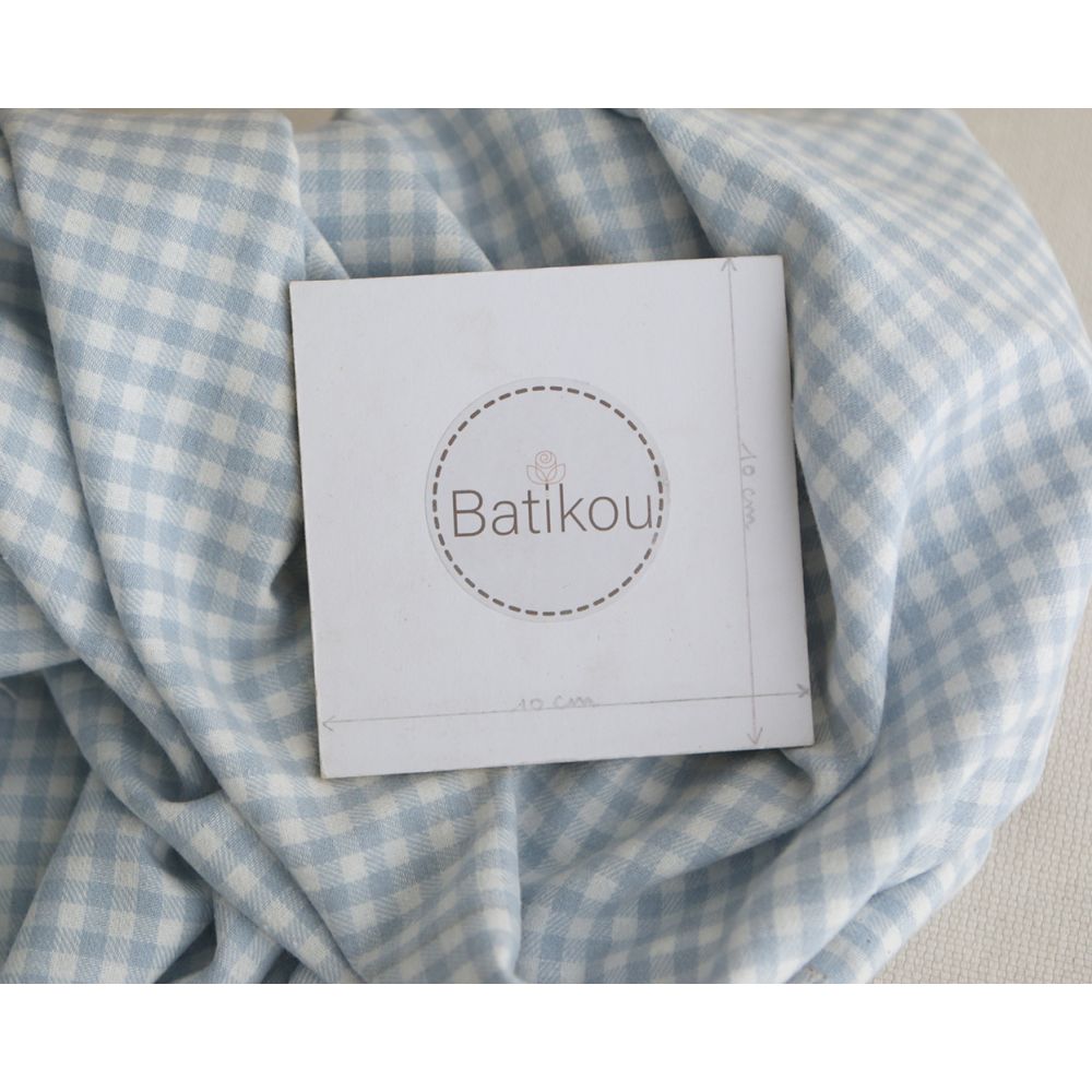 Gabin - Coton gratté style flanelle tissage vichy bleu layette