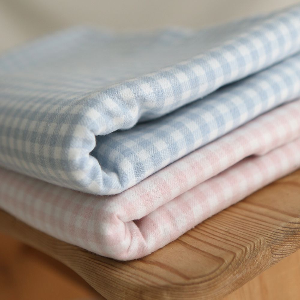 Gabin - Coton gratté style flanelle tissage vichy bleu layette