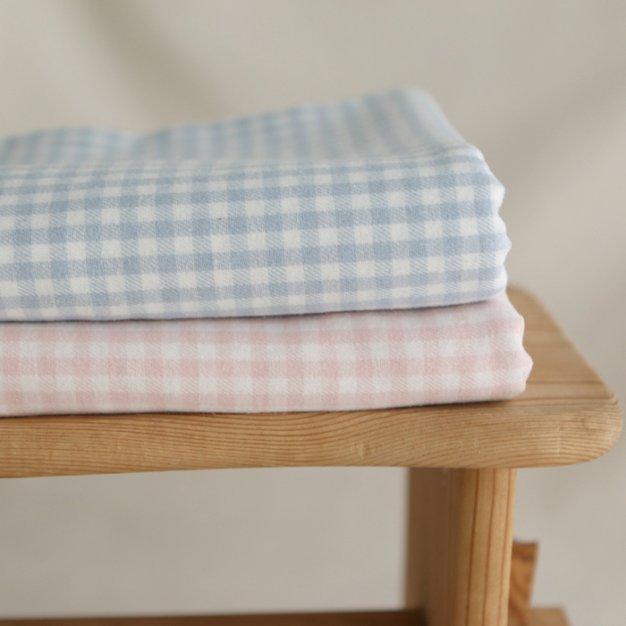 Gabin - Coton gratté style flanelle tissage vichy bleu layette