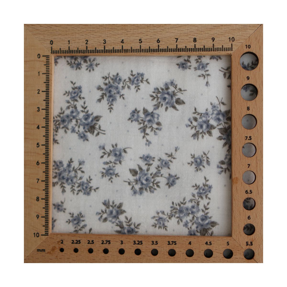 Lilou - Double gaze de coton BIO fond blanc fleuri vert et bleu