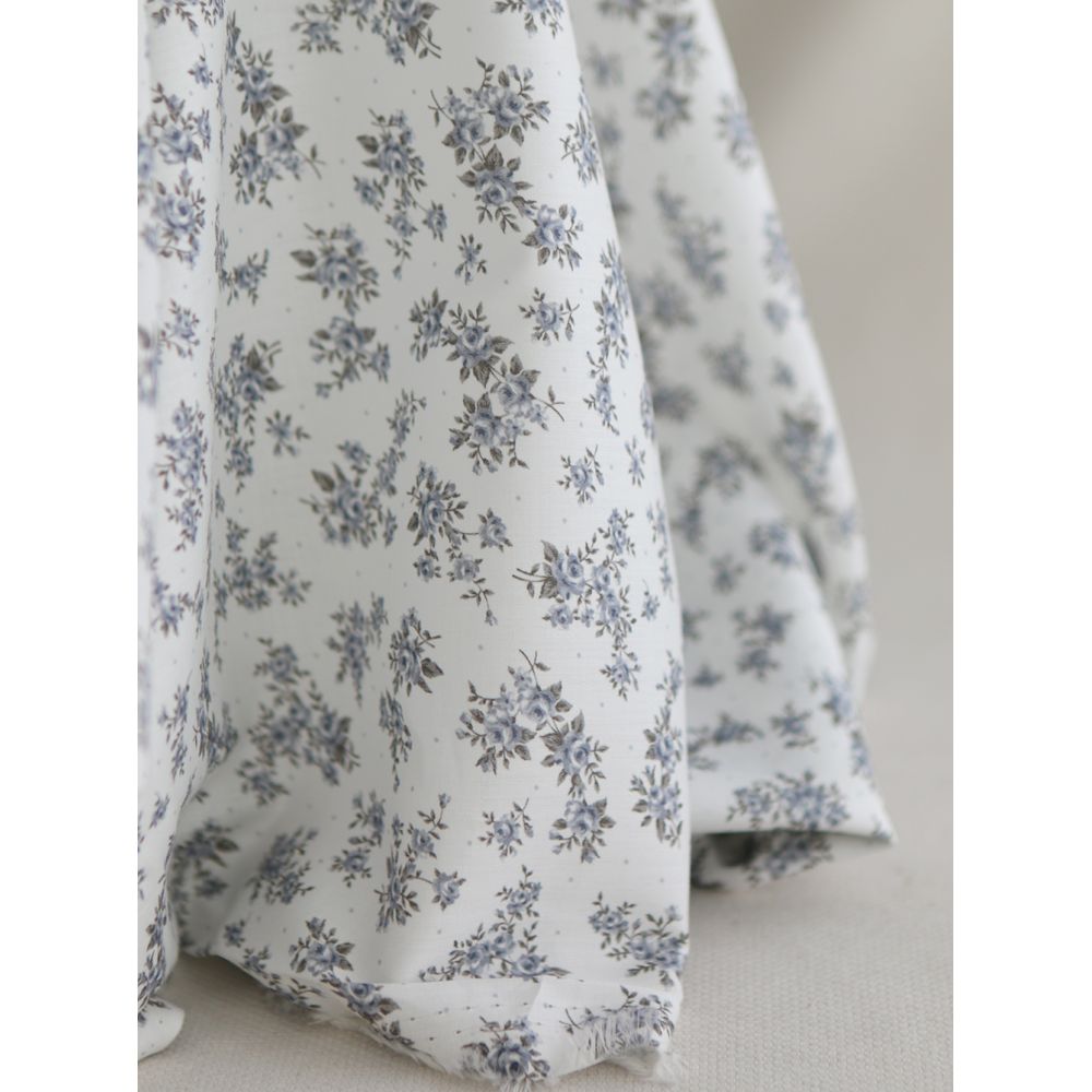 Lilou - Batiste de coton douce à imprimé exclusif fleuri vert et bleu