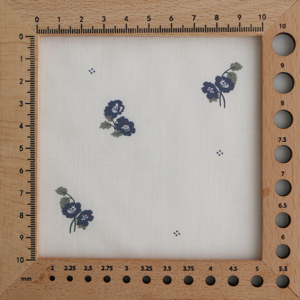 Hana - Batiste de coton douce à imprimé exclusif fleuri vert et bleu