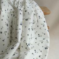 Hind - Popeline douce coton BIO organique fond blanc imprimé exclusif vert et bleu