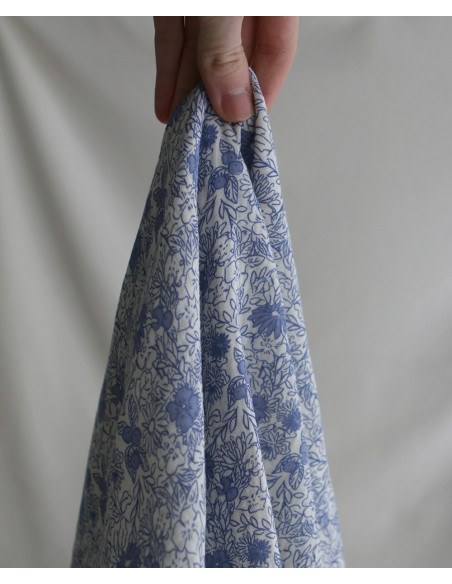 Zomea - Double gaze de coton fond écru motif bleu