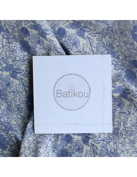 Zomea - Double gaze de coton fond écru motif bleu