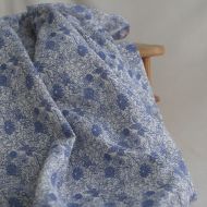 Zomea - Double gaze de coton fond écru motif bleu