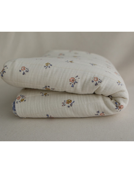 Zomea / Neha - Matelassé double gaze de coton fond écru motif bleu