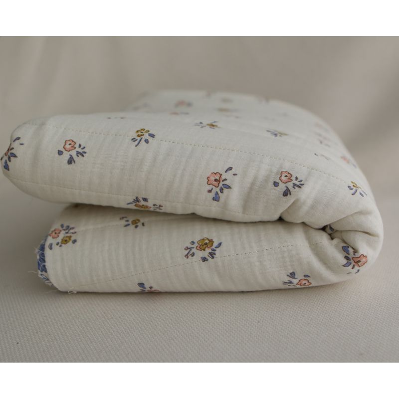 Zomea / Neha - Matelassé double gaze de coton fond écru motif bleu