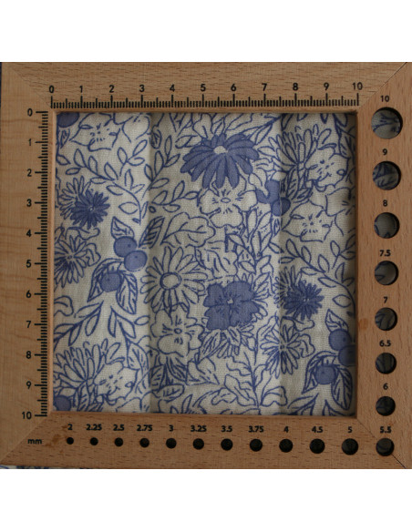 Zomea / Neha - Matelassé double gaze de coton fond écru motif bleu