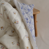 Zomea / Neha - Matelassé double gaze de coton fond écru motif bleu