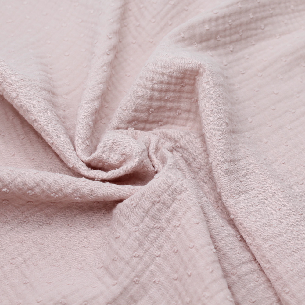 Double gaze de coton BIO plumetis rose thé Double gaze de coton BIO plumetis rose thé