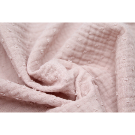 Double gaze de coton BIO plumetis rose thé Double gaze de coton BIO plumetis rose thé